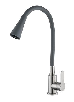Змішувач для кухні mixxus dax-011 refl.gray із силіконовим виливом (mi6560)