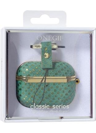 Чехол onegif leather snake airpods pro,  green