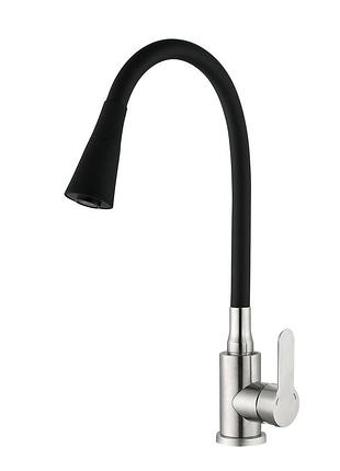 Змішувач для кухні mixxus dax-011 refl.black із силіконовим виливом (mi6559)