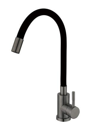 Змішувач для кухні mixxus seo-011 graphite refl.black із силіконовим виливом (mi6566)