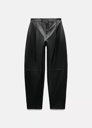 Брюки женские черные кожаные брюки zara new