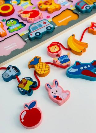 🪵оновлена деревʼяна розвиваюча планшетка «розумники»🧑‍🎓+ шнуровка
