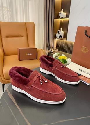 Ботинки лоферы натуральные меховые loro piana