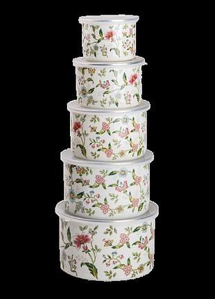 Набор из 5 эмалированных контейнеров для еды