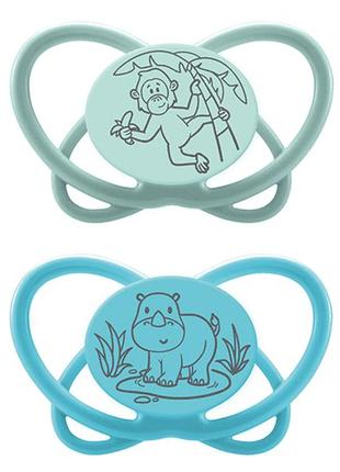 Пустушка "мій метелик "  "зелена серія" (блакитни) (силікон) (від 5 до 18 місяців)(2 шт)/ nip - nip