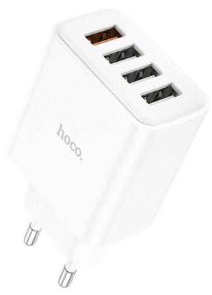 Мережевий зарядний пристрій hoco c102a fuerza qc3.0 four-port charger 18w white