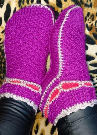 Теплые женские вязанные носки ручной работы