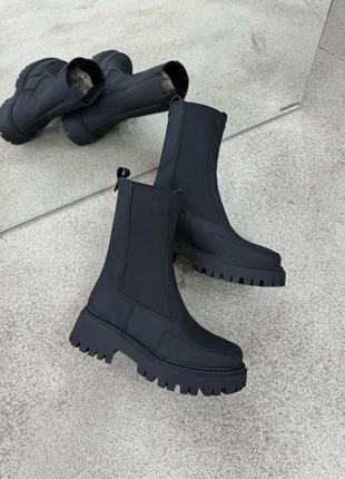 Матовые зимние челси,кожа