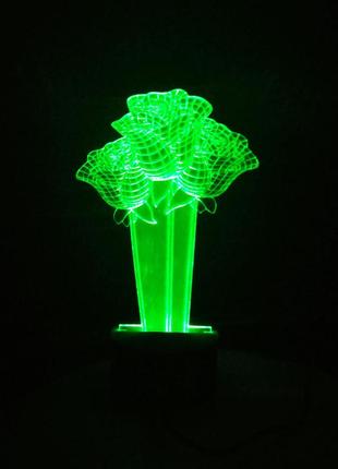 3d-світильник букет 3 троянди, 3д-нічник, кілька підсвічувань (на батарейці)