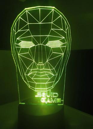 3d-светильник игра в кальмара фронтмен, 3д-ночник, несколько подсветок (батарейка+220в)4 фото