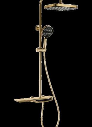 Душова колона з термостатичним змішувачем mixxus premium space-009-j brushed gold, 3 режими (mi