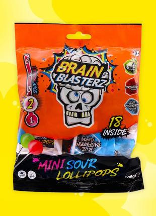 Леденцы brain blasterz mini sour lollipops 108g