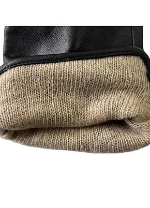 Перчатки женские кожаные черные. турецкая качественная кожа. натуральная шерстяная подкладка