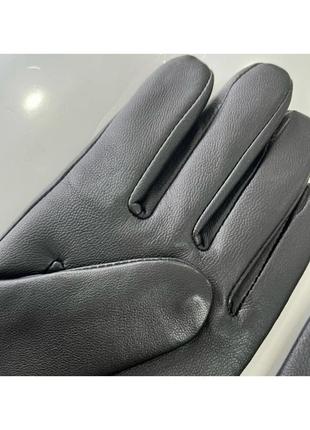 Перчатки женские кожаные черные. турецкая качественная кожа. натуральная шерстяная подкладка