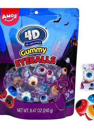 Желейные конфеты amos 4d gummy eyeballs 240g