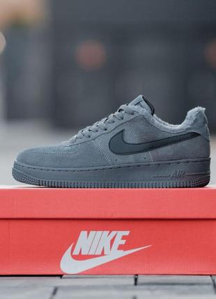 Зимние кроссовки с мехом nike air force winter grey