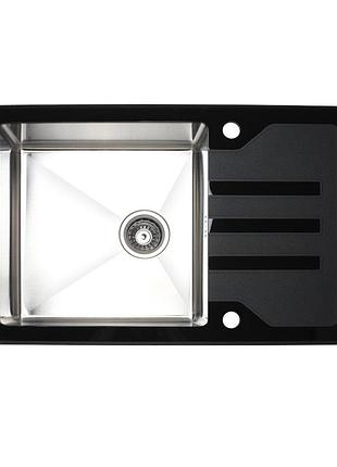 Кухонна мийка germece handmade black glass 780х510х200