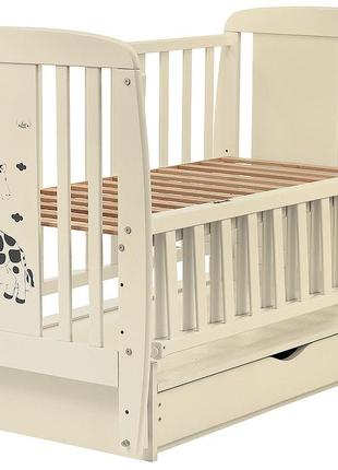 Кровать babyroom жирафик djmyo-3 маятник, ящик, откидной бок бук слоновая кость