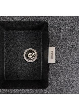 Гранітна мийка для кухні platinum 6250 zirkone матовий графіт
