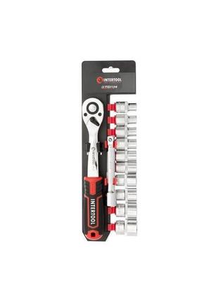 Набор инструмента на планке intertool - 1/2" x 12 ед. storm 3