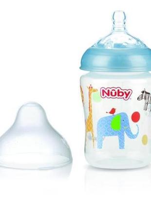 Антиколиковая бутылочка, медленный поток, 270 мл, 0+, nuby (голубая)
