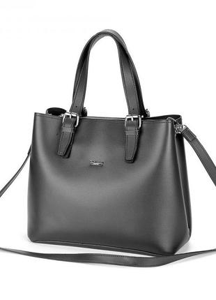 Сумка жіноча з плечовим ременем класична еко шкіра чорна 31*25 см dolly 487