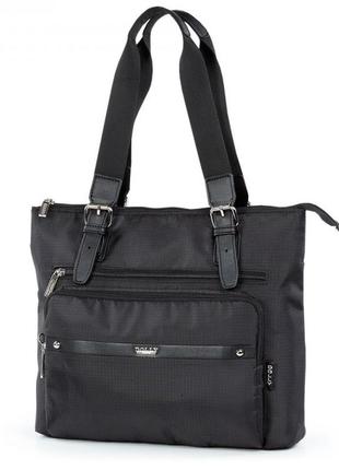 Сумка женская тканевая на плечо черная под формат а4 модная для работы учебы прогулок 35*30 см dolly 481