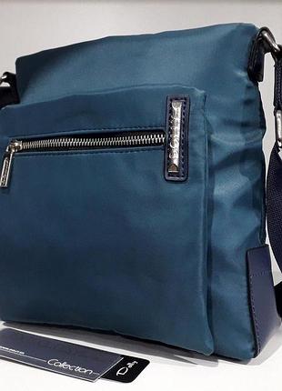 Сумка жіноча тканинна через плече з кишенями нейлон 25*25 см бірюзова dolly 650