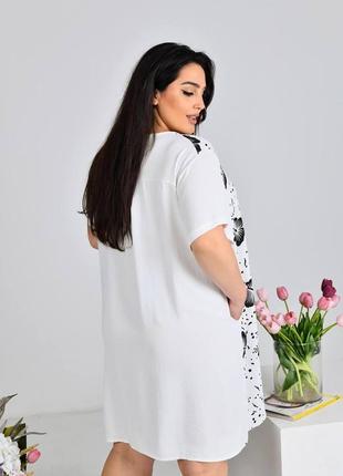 Свободное платье рубашка разлетайка большого размера с принтом2 фото
