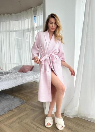 Вафельний халат cosy жіночий шаль, світло- ліловий