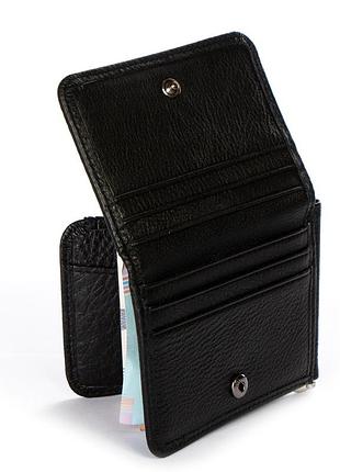 Зажим для купюр кошелек мужской кожаный черный с монетницей и визитницей снаружи bretton 168-l27