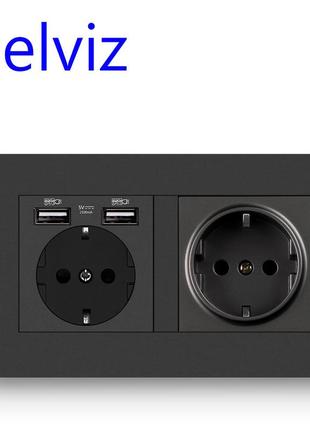 Внутрішня розетка подвійна з usb 250 в/16 а