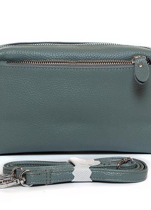 Сумка синяя клатч женская кожаная маленькая на плечо один отдел на молнии модная alex rai 60071-6