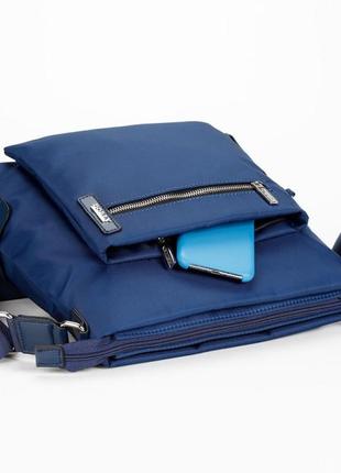Сумка синя жіноча тканинна через плече кросс боді з кишенями нейлон 25*25 см dolly 650