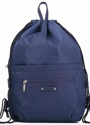 Рюкзак сумка мешок тканевый на шнурках для сменной обуви с карманами синий dolly 841