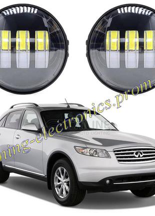 Противотуманные фары led 45watt infiniti fx45 i рестайл [2005-2009] 5500l бело-желтые на 3 линзы с четкой стг