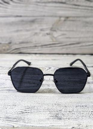 Солнцезащитные очки унисекс, черные  в  металлической черной оправе ( без бренда )2 фото