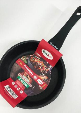 Сковорода 20 см con brio св-2025 антипригарне покриття titan plus лита, сковорода...