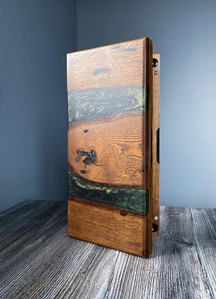 Нарды из массива ясеня и эпоксидной смолы