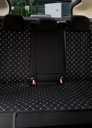 Накидки чохли на сидіння автомобіля з алькантари еко-замша чорна з білою прошивкою lux задній ammunation