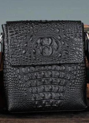 Мужская сумка через плечо кожа под крокодила 75101a3 фото