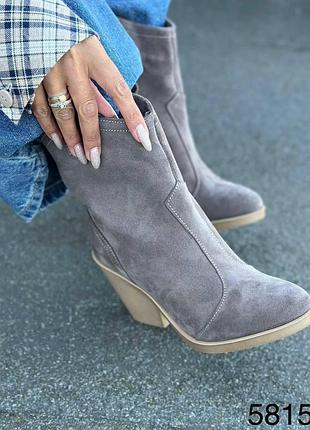 Женские ботинки казаки материал замш цвет капучино размер 41 (26,5 см) (58151)