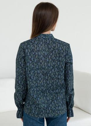 Блуза вільного крою флорет з французької віскози з квітковим принтом 42-56 розміри різні синій принт6 фото