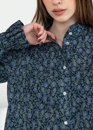 Блуза вільного крою флорет з французької віскози з квітковим принтом 42-56 розміри різні синій принт4 фото