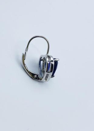 Сережки серебряные с кубическим цирконием "сердечко" 3,6 г4 фото