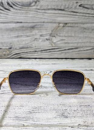Сонцезахисні окуляри унісекс, фіолетові в металевій золотистій оправі (без бренда)4 фото