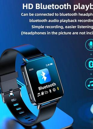 Mp3 плеєр годинник 32 gb bluetooth + mini-jack навушники. мп3 плеєр із блютузом для спорту, бігу mini benjie rw804 фото