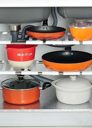 Регулируемая кухонная полка для хранения кухонных принадлежностей 38-70 см kitchen rac