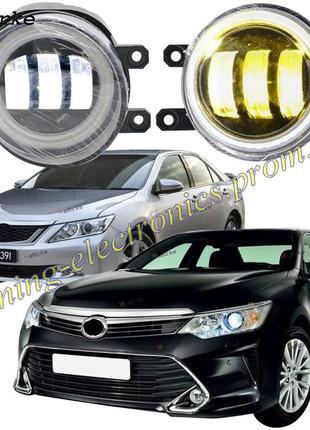 Противотуманные фары led 45watt toyota camry 40,camry 50 5500lumen бело-желтые на 3 линзы с четкой стг