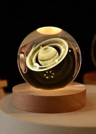 Нічник кришталева куля світильник 3d космос